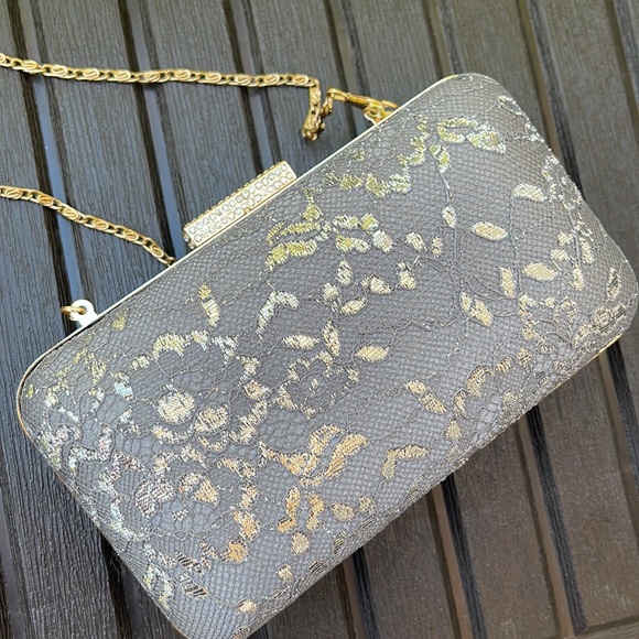 Gray Satin & Lace Clutch - Picture 11 of 17